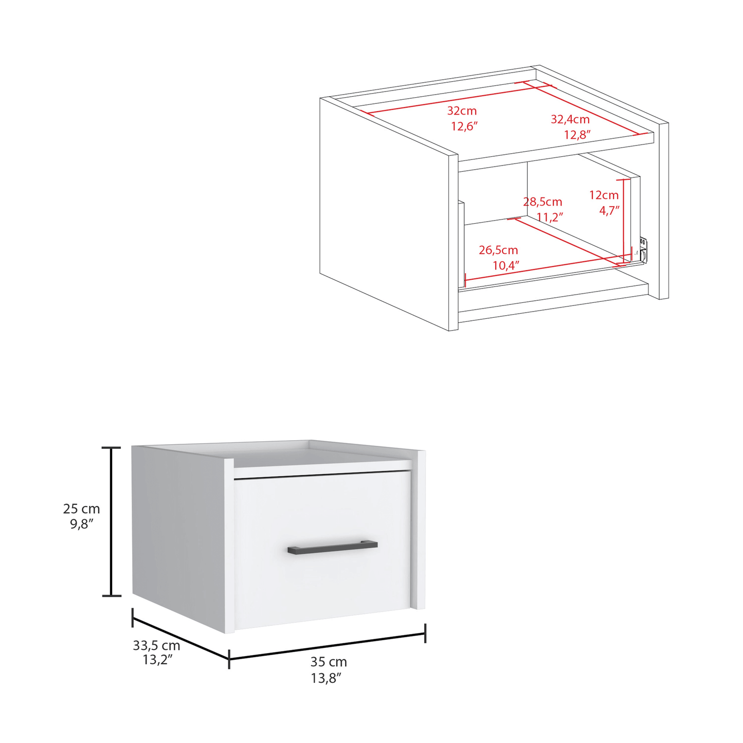 Boa Floating Nightstand In Modern White And Wood Finishes