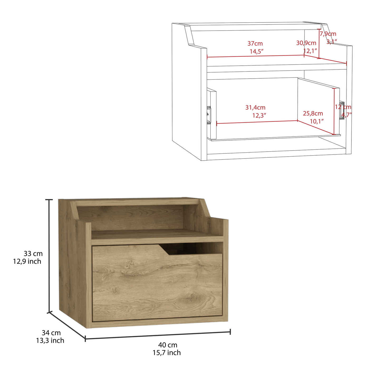 Busan Modern Floating Nightstand With Dual Shelves