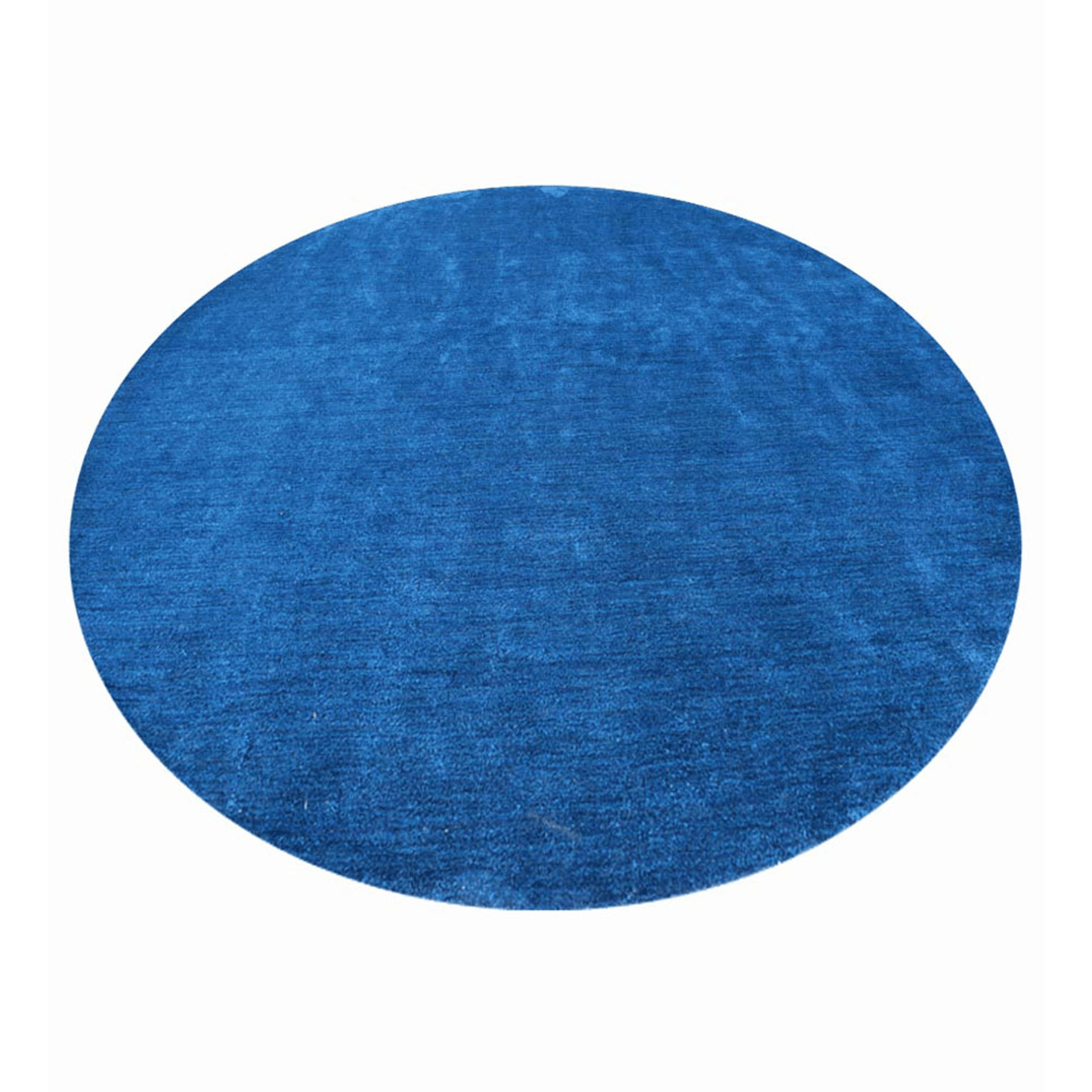 Rugsotic Hand Knotted Loom Silk 10'X10' Round Area Rug In Blue