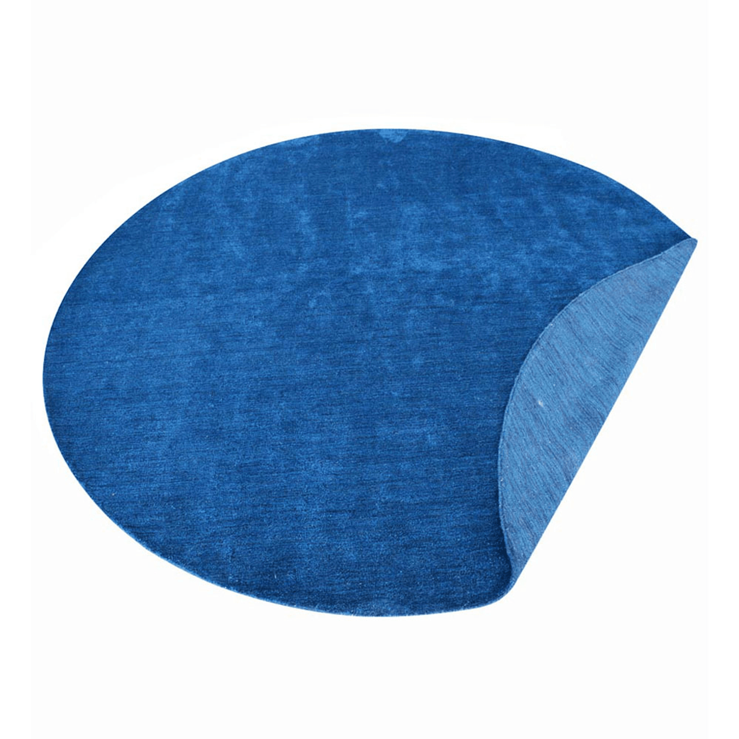 Rugsotic Hand Knotted Loom Silk 10'X10' Round Area Rug In Blue