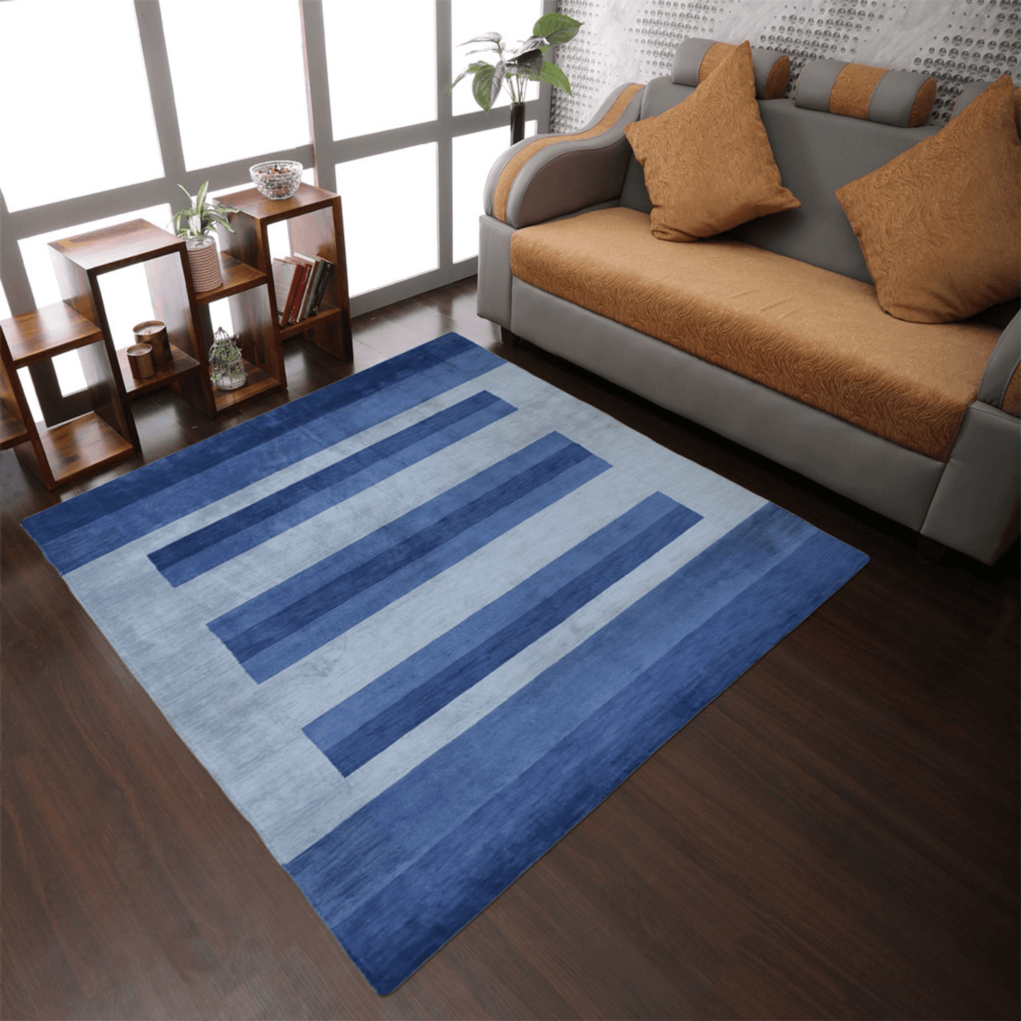 Rugsotic Carpets Hand Knotted Loom Wool Square Area Rug Contemporary