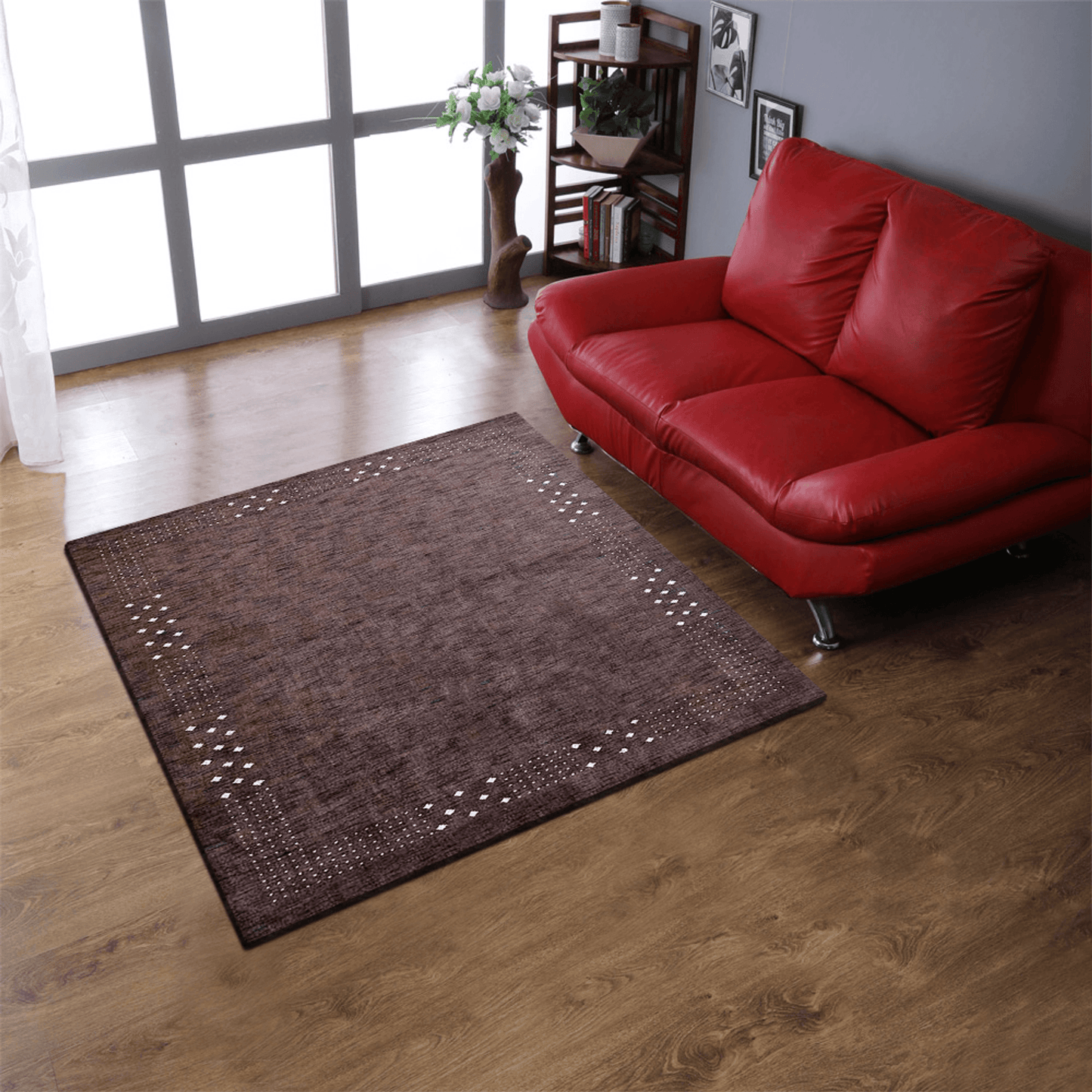 Rugsotic Carpets Hand Knotted Loom Wool Square Area Rug Contemporary
