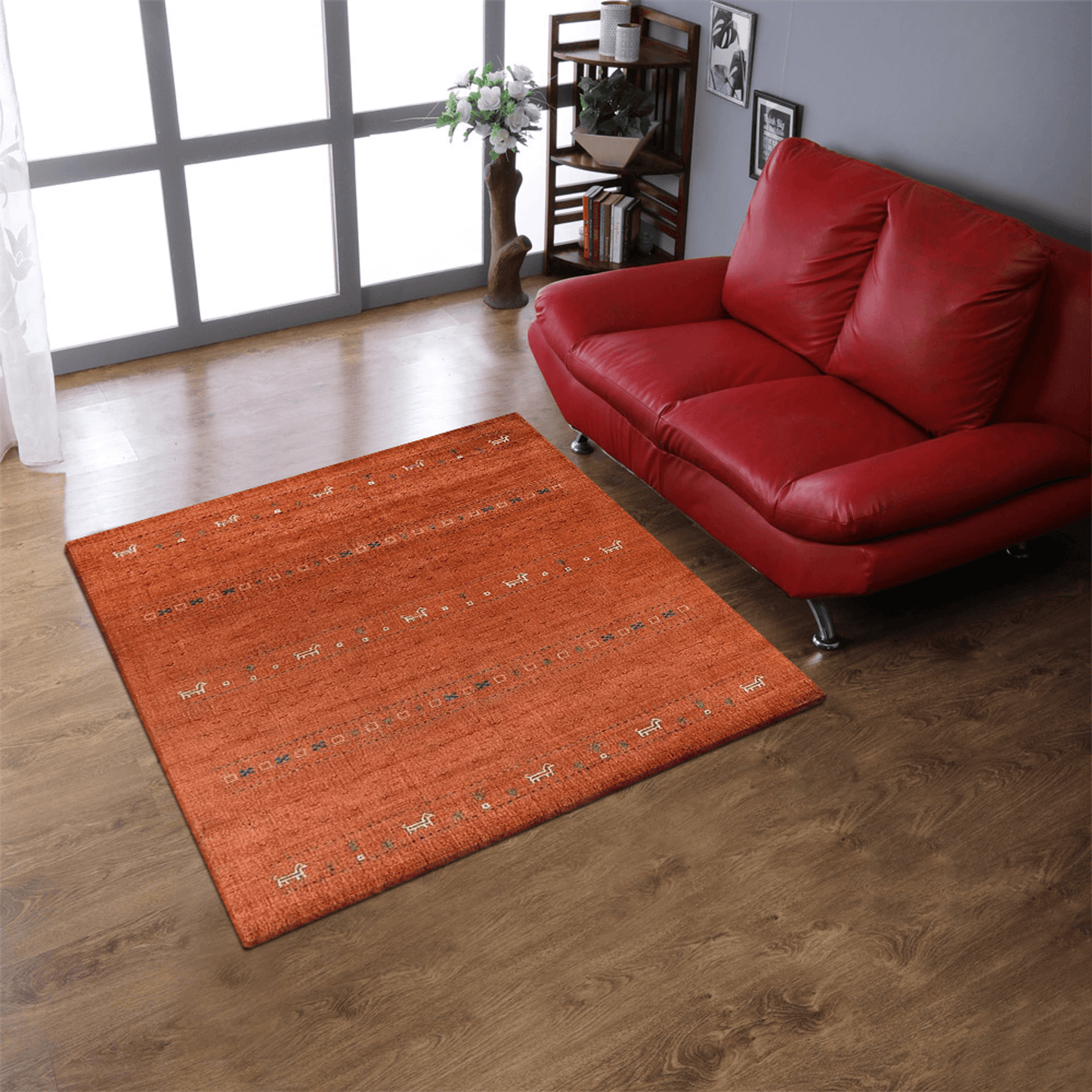 Rugsotic Carpets Hand Knotted Loom Wool Square Area Rug Contemporary