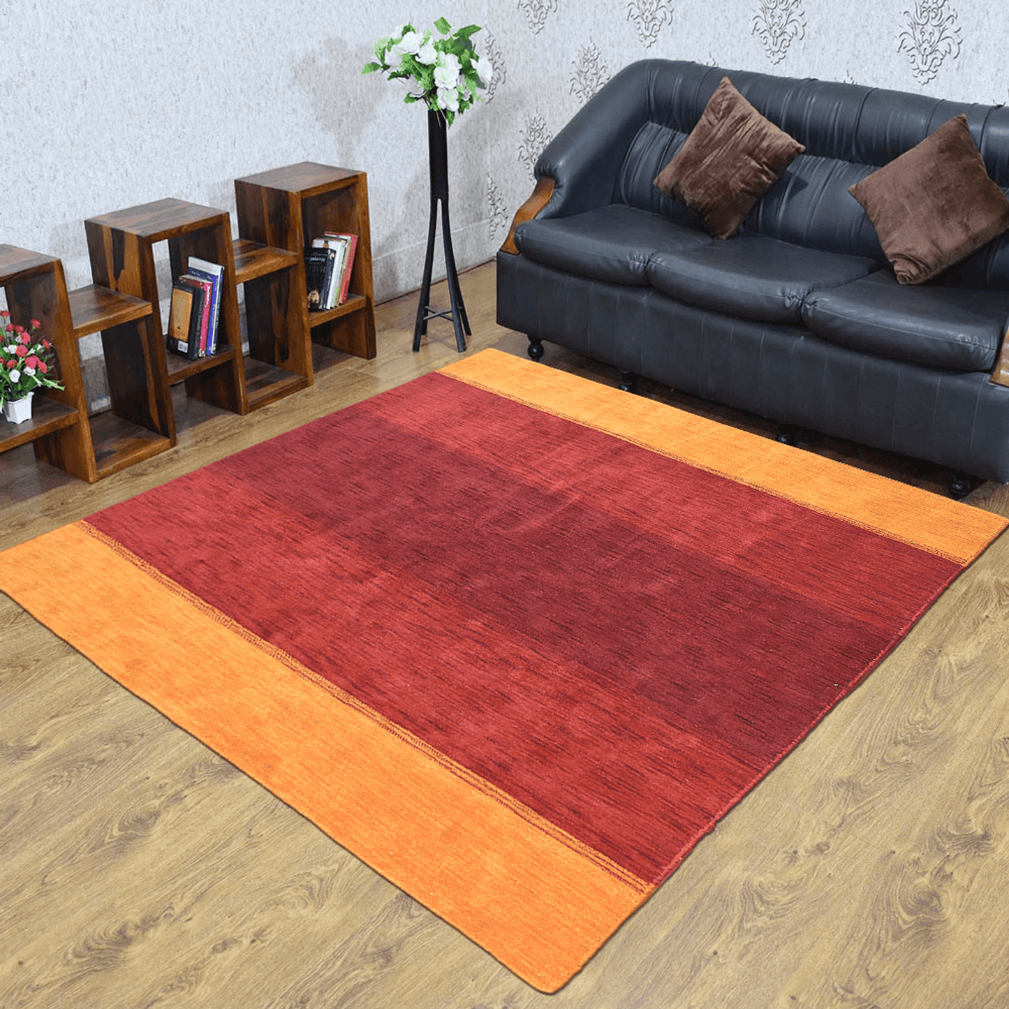 Rugsotic Carpets Hand Knotted Loom Wool Square Area Rug Contemporary