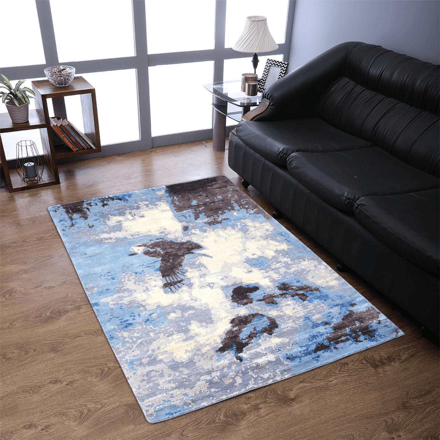 Hand Knotted MultiColor Silk Abstract Area Rug