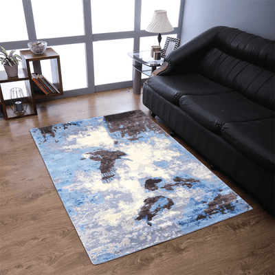 Hand Knotted MultiColor Silk Abstract Area Rug
