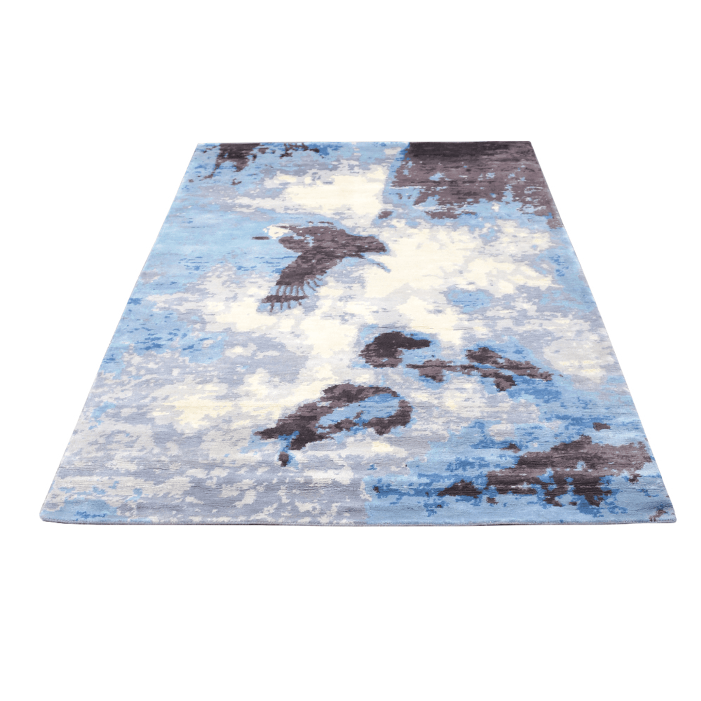Hand Knotted MultiColor Silk Abstract Area Rug