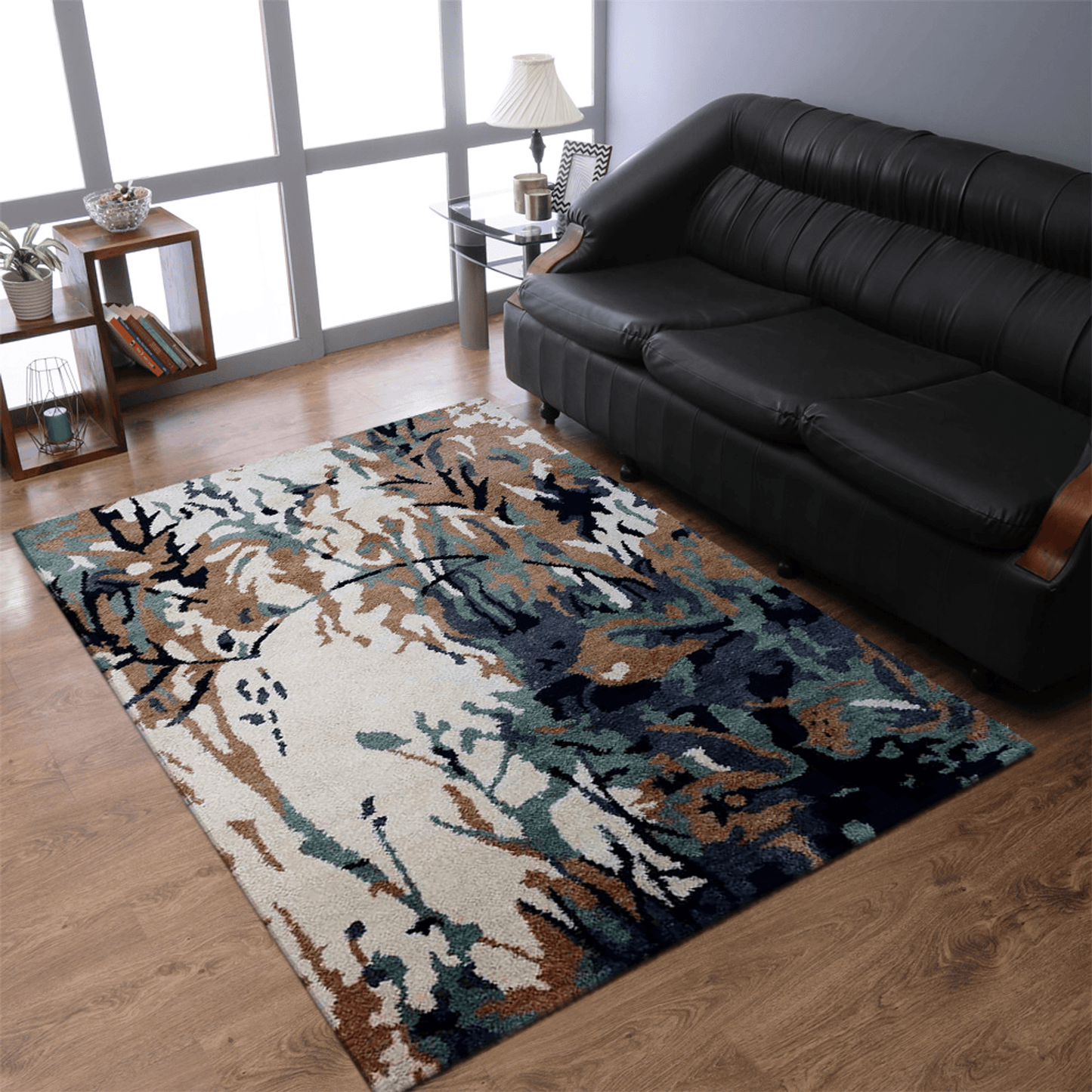 Hand Knotted MultiColor Silk Abstract Area Rug