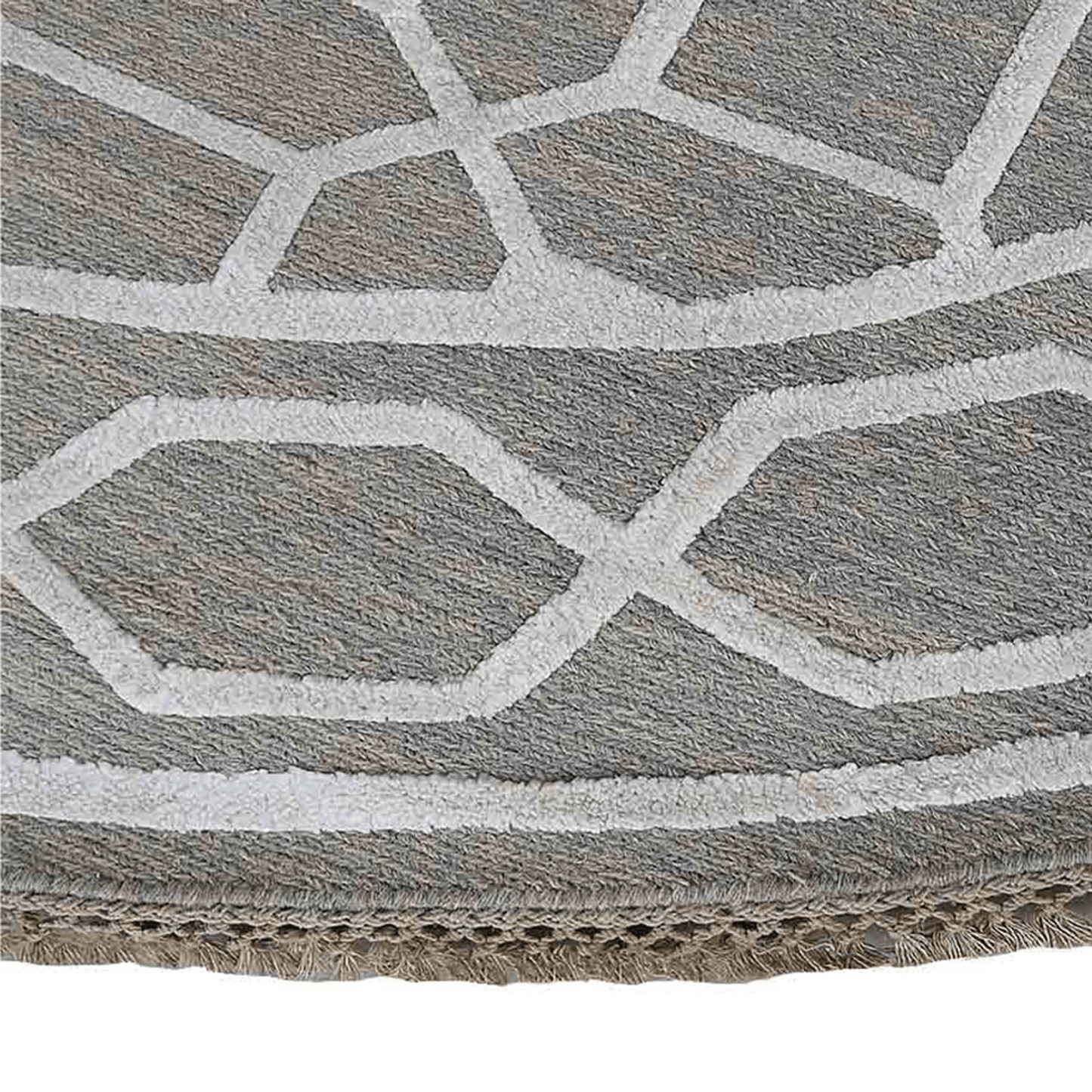 Rugsotic Carpets Hand Knotted Sumak Silk And Wool Round Area Rug Geometric