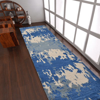 Rugsotic Carpets Hand Knotted Wool 2'6''x10' Runner Area Rug Abstract