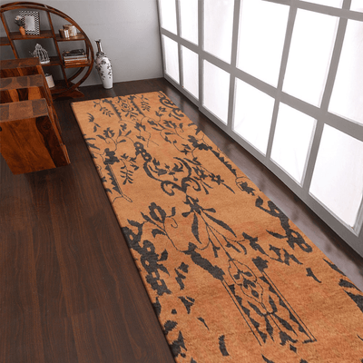 Rugsotic Carpets Hand Knotted Wool 2'6''x10' Runner Area Rug Floral