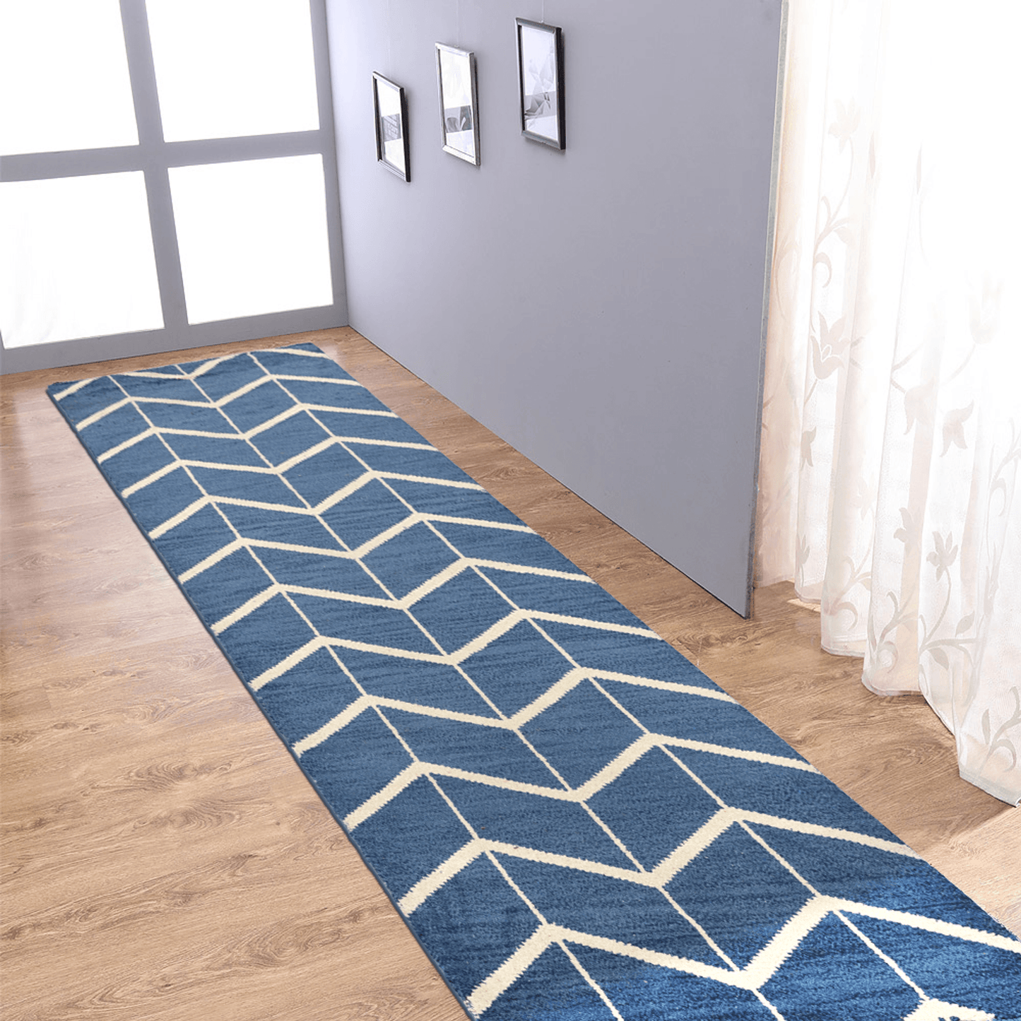 Rugsotic Carpets Hand Knotted Wool 2'6''x10' Runner Area Rug Geometric