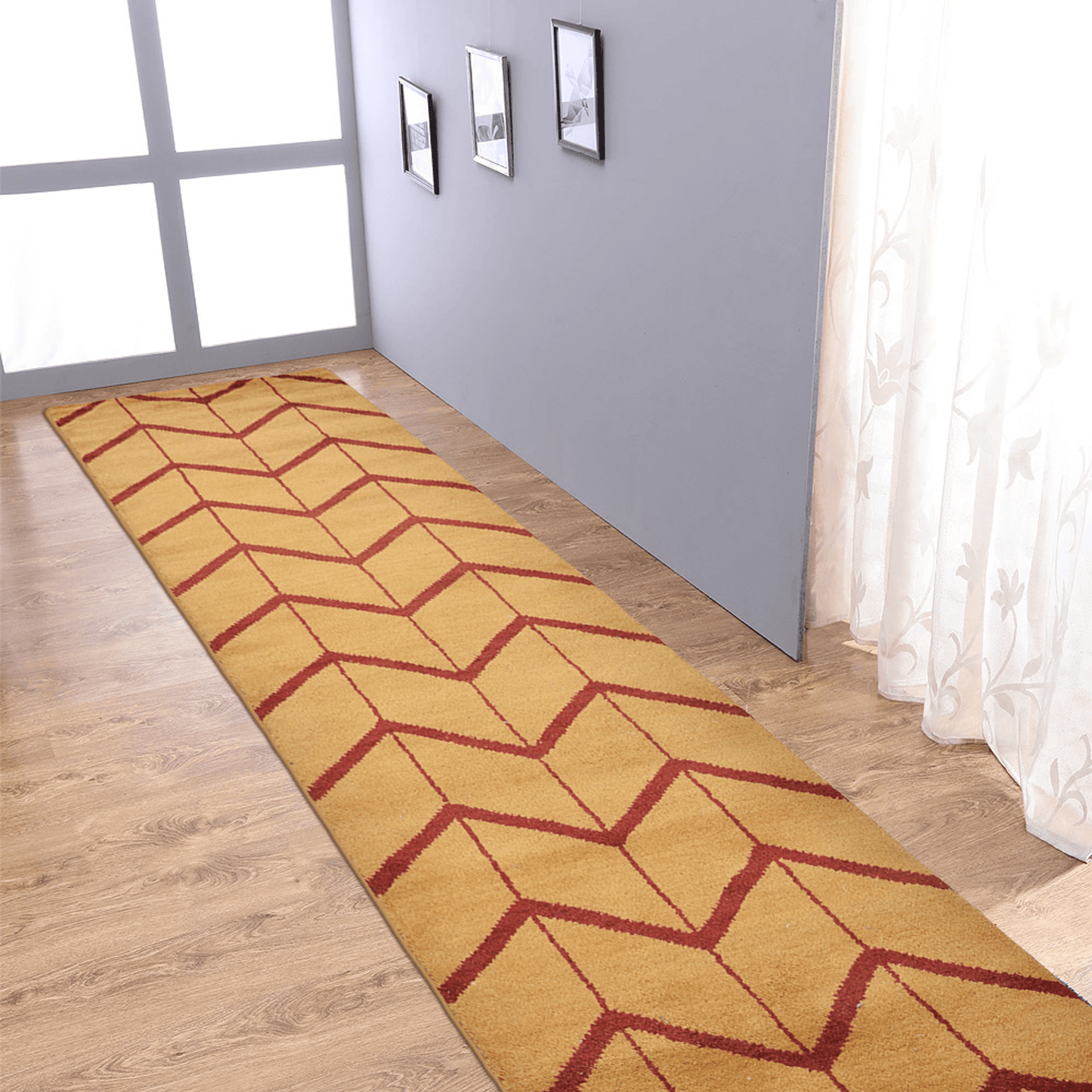 Rugsotic Carpets Hand Knotted Wool 2'6''x10' Runner Area Rug Geometric
