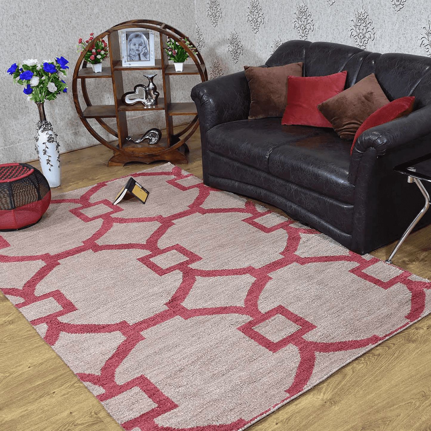 Rugsotic Hand Knotted Geometric Wool Area Rug In Gold Charcoal