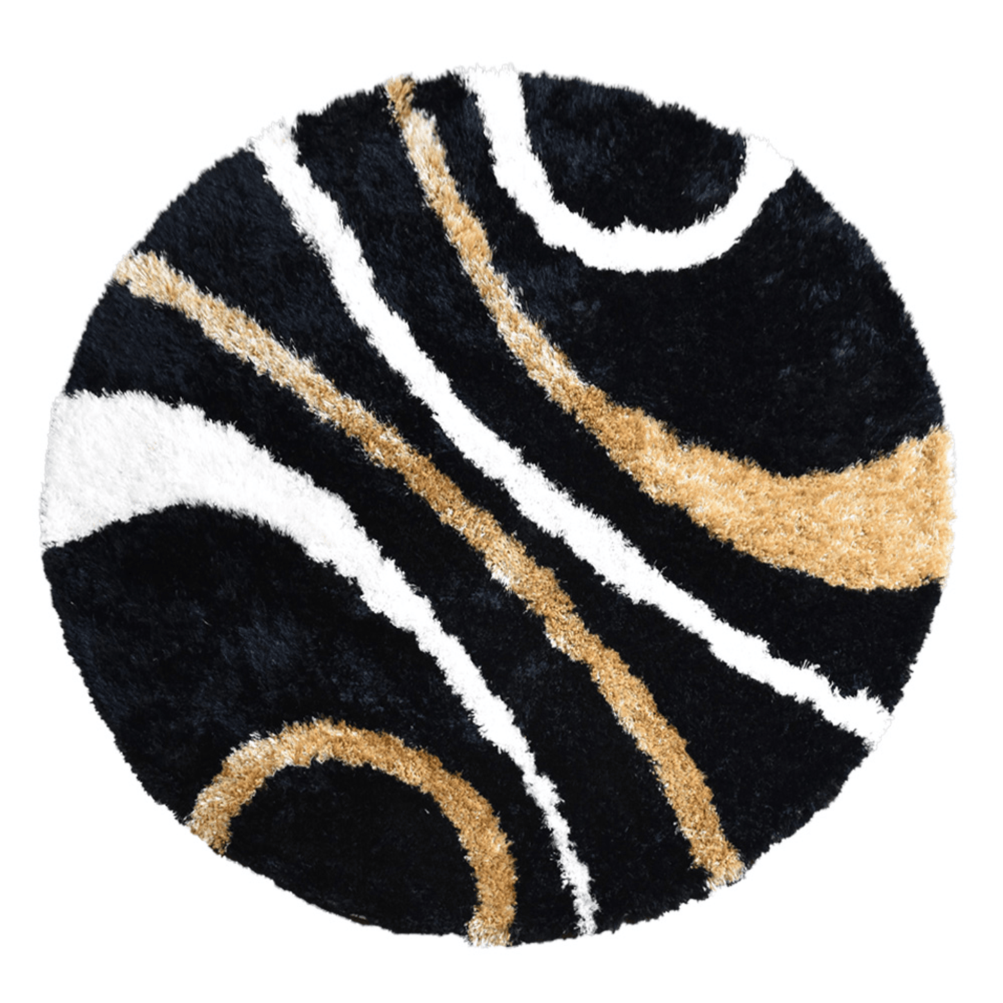 Rugsotic Carpets Hand Tufted Shag Polyester Round Area Rug Geometric