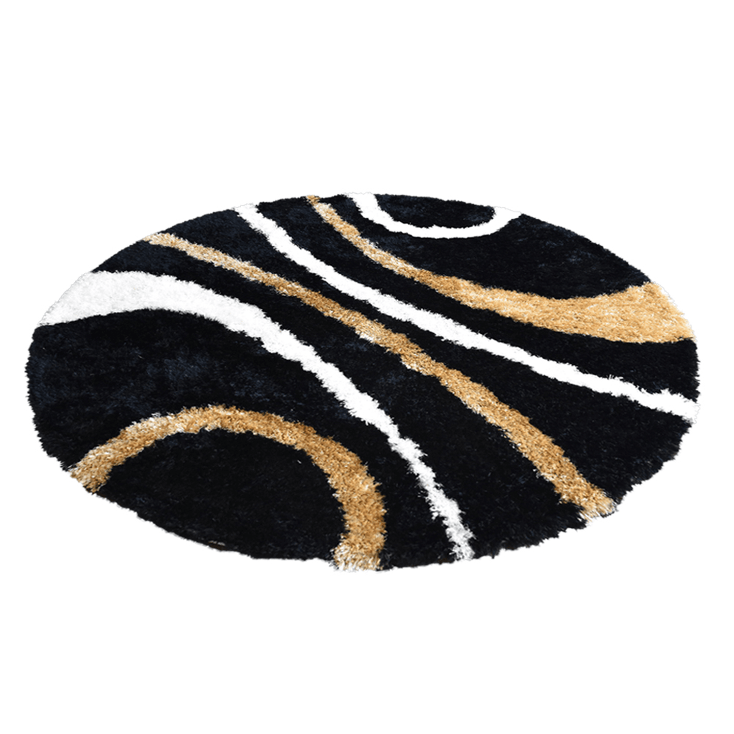 Rugsotic Carpets Hand Tufted Shag Polyester Round Area Rug Geometric