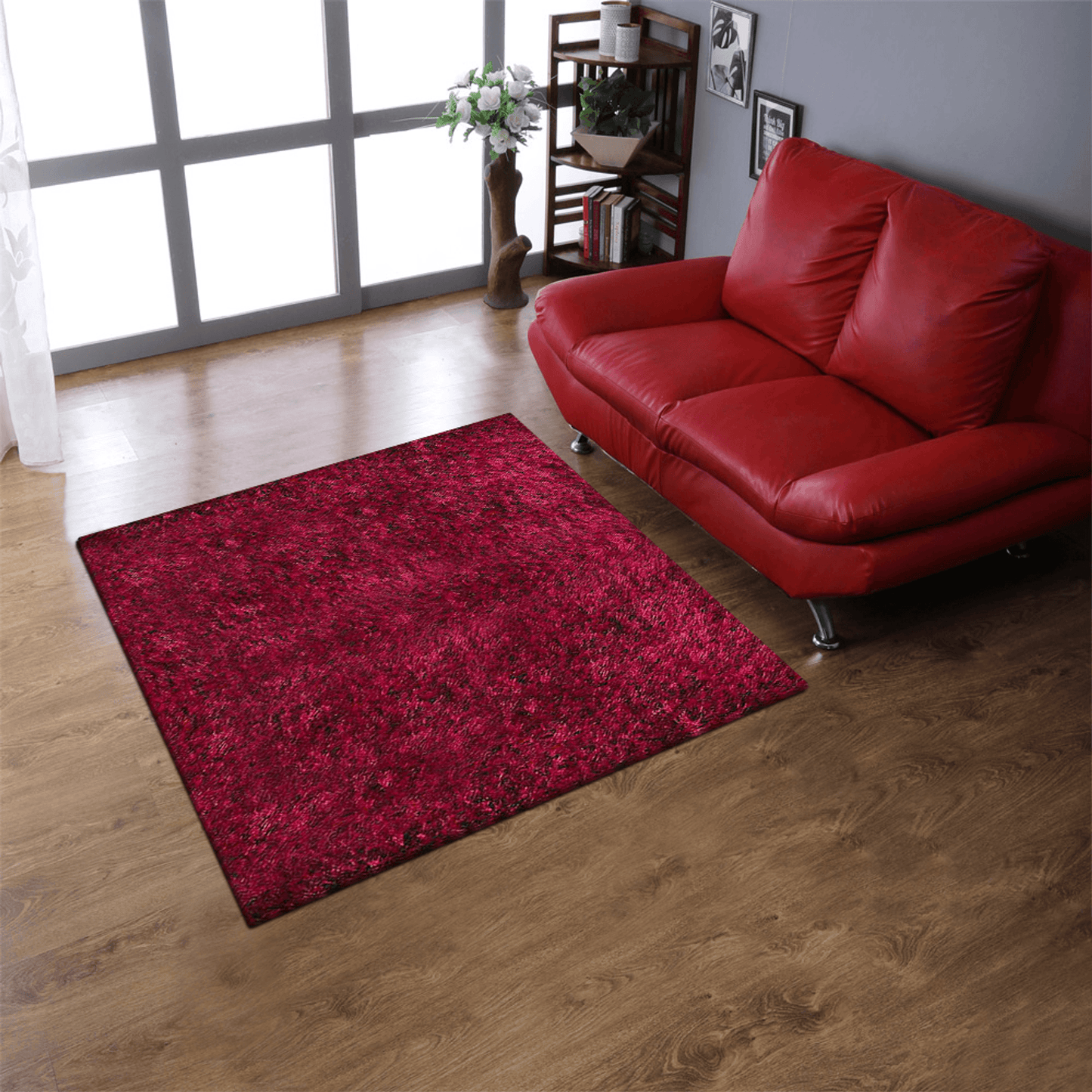 Rugsotic Carpets Hand Tufted Shag Polyester Square Area Rug Solid