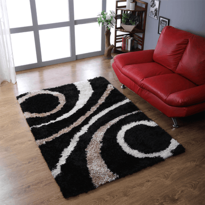 Rugsotic Carpets Hand Tufted Shag Polyester Area Rug Geometric
