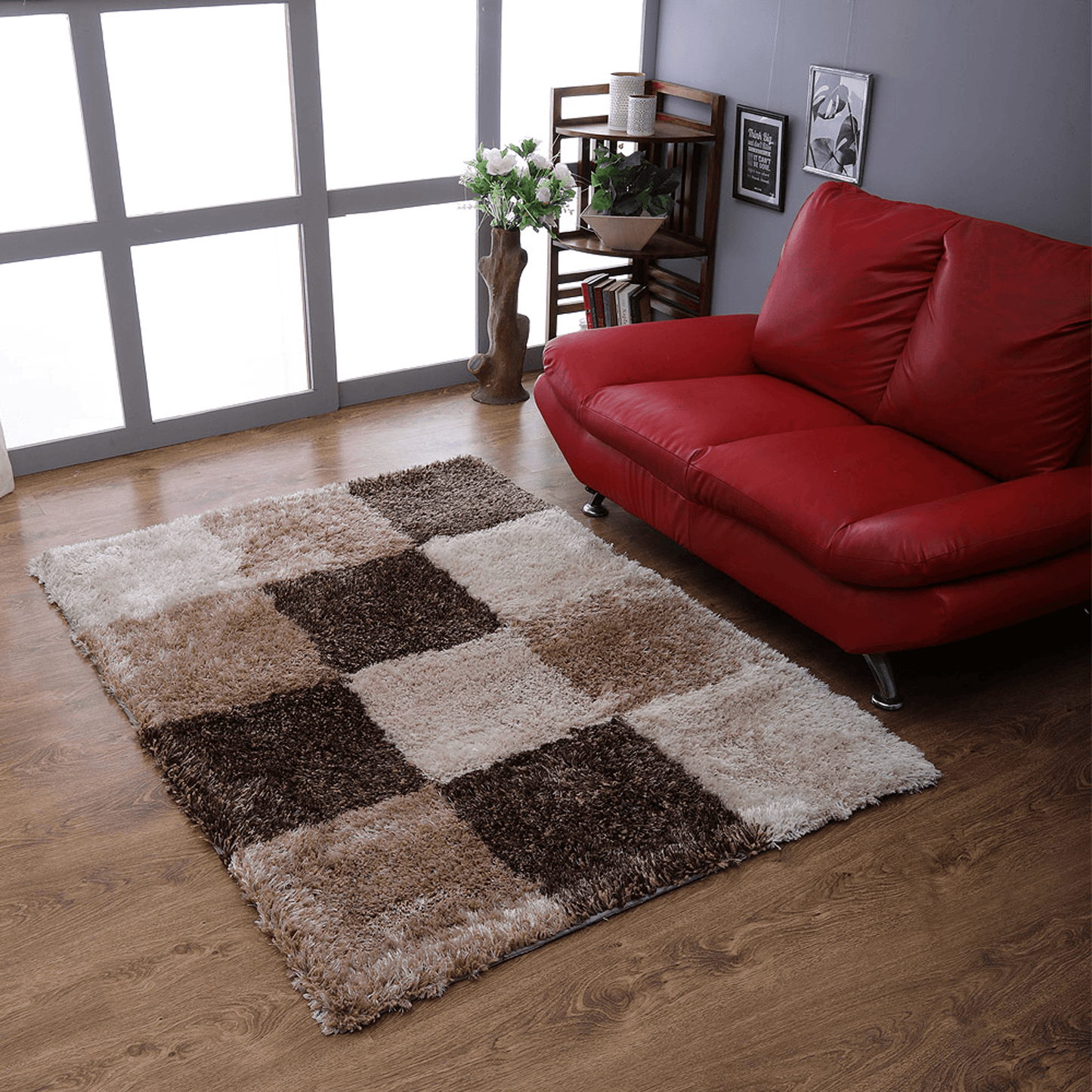 Rugsotic Carpets Hand Tufted Shag Polyester Area Rug Geometric