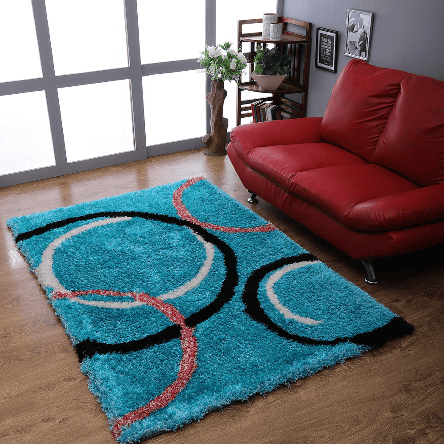 Rugsotic Carpets Hand Tufted Shag Polyester Area Rug Geometric