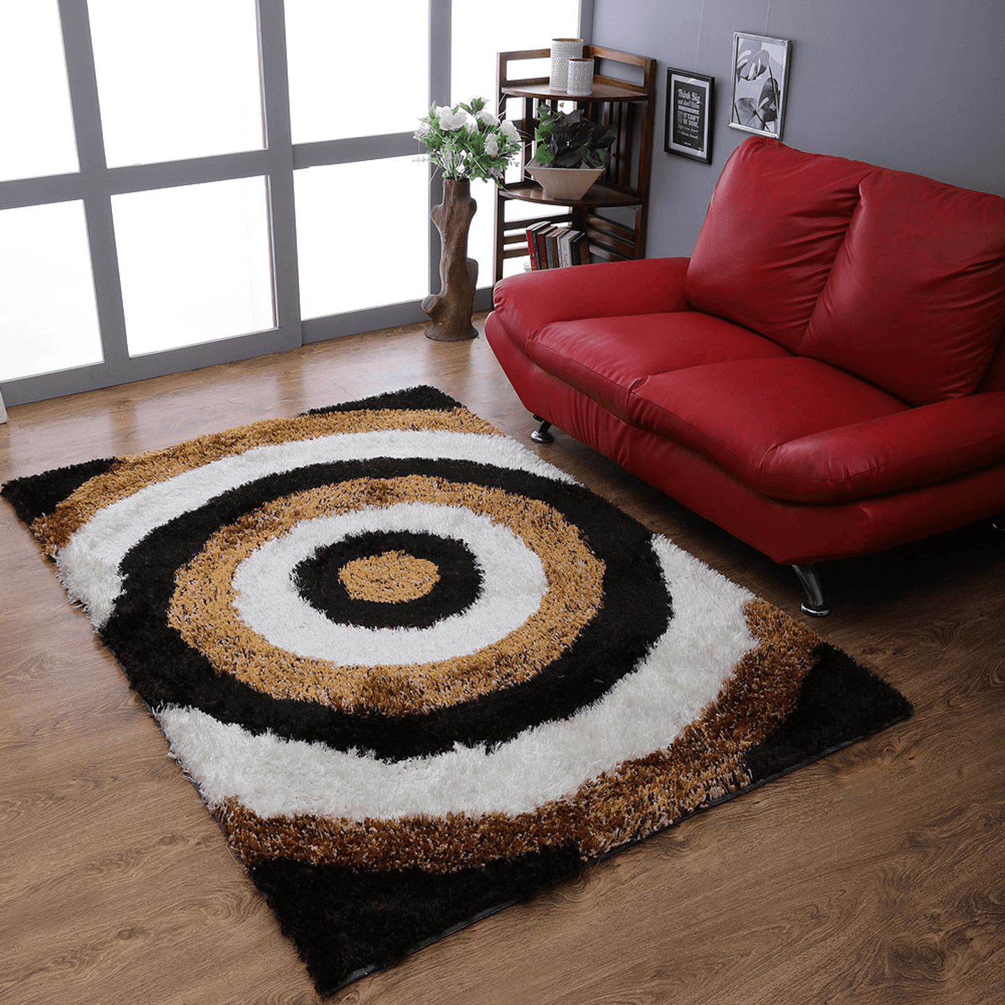 Rugsotic Carpets Hand Tufted Shag Polyester Area Rug Geometric