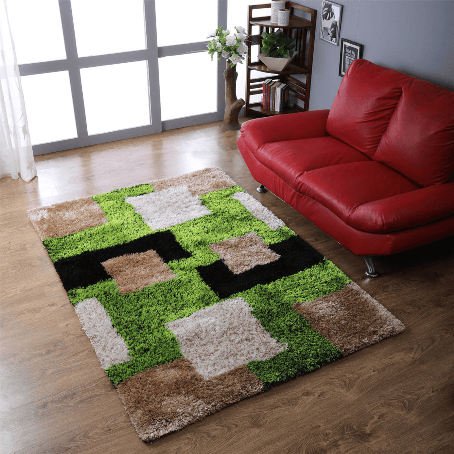 Rugsotic Carpets Hand Tufted Shag Polyester Area Rug Geometric