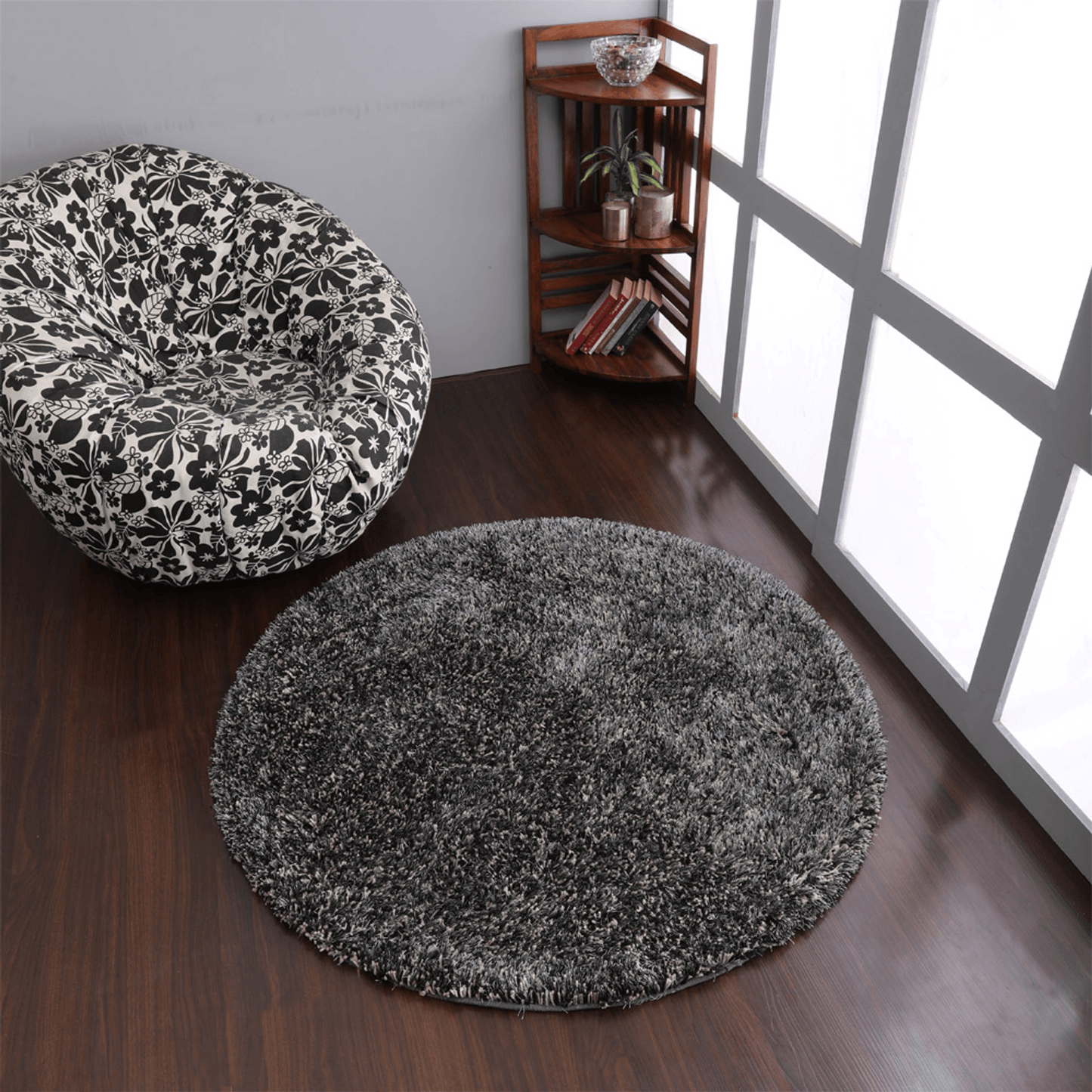 Rugsotic Carpets Hand Tufted Shag Polyester Round Area Rug Solid