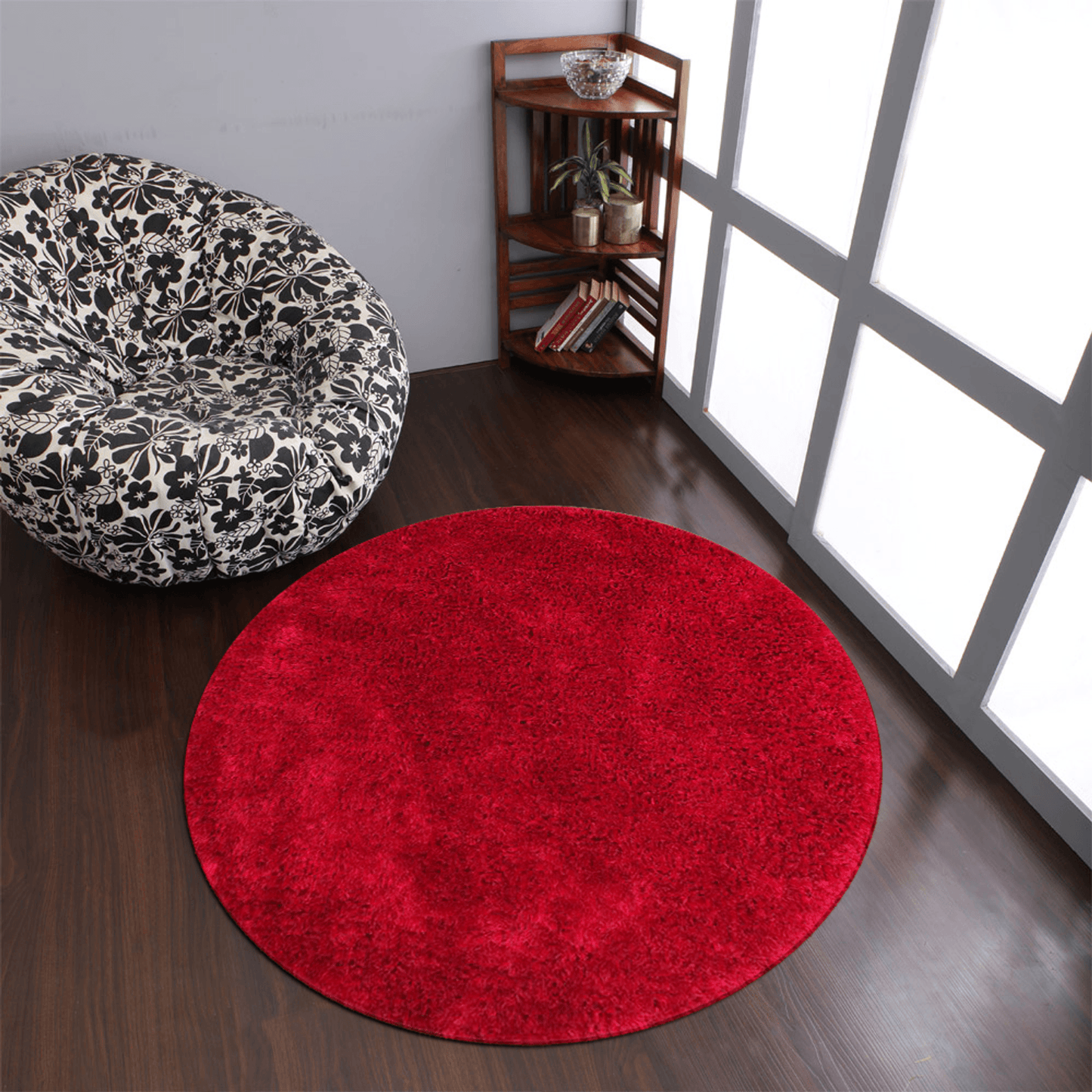 Rugsotic Carpets Hand Tufted Shag Polyester Round Area Rug Solid