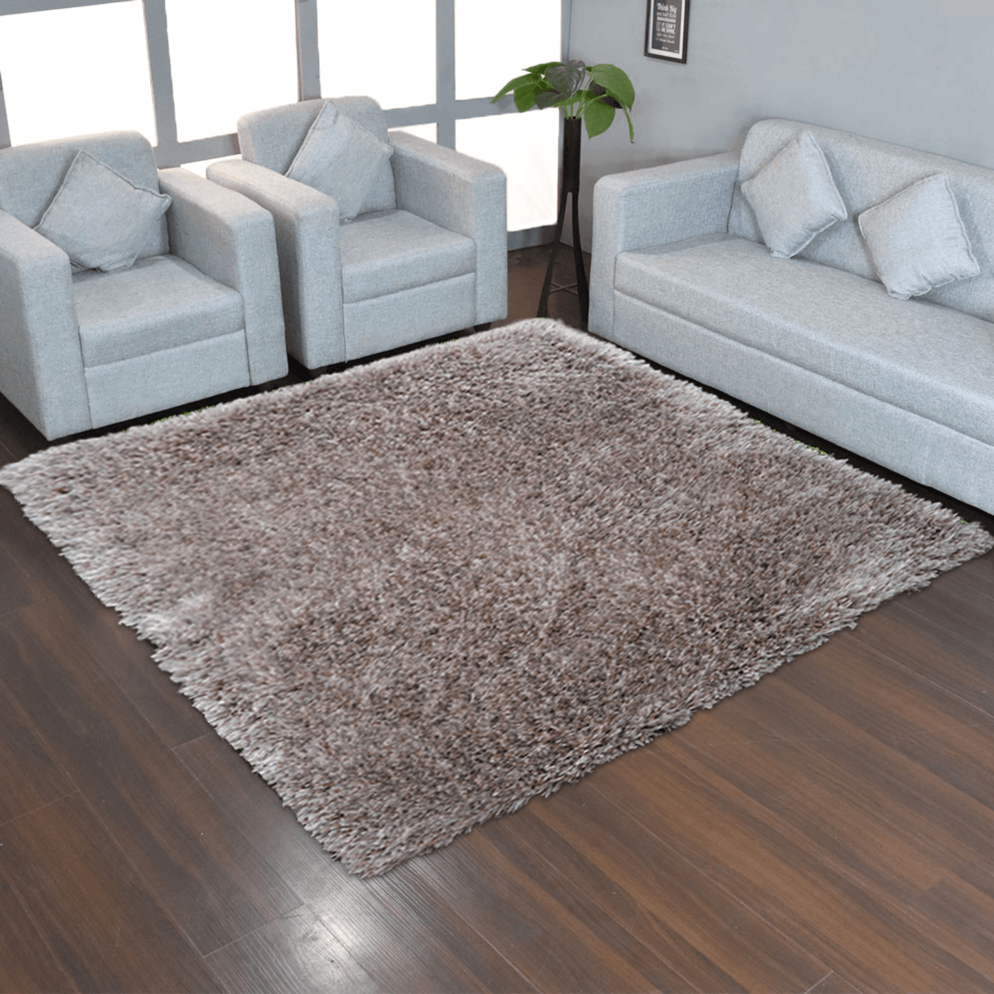 Rugsotic Carpets Hand Tufted Shag Polyester Square Area Rug Solid