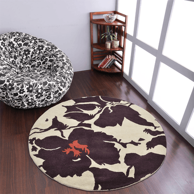 Rugsotic Carpets Hand Tufted Wool Round Area Rug Floral