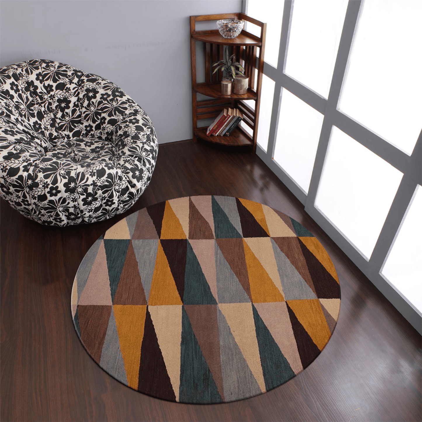 Rugsotic Carpets Hand Tufted Wool Round Area Rug Geometric