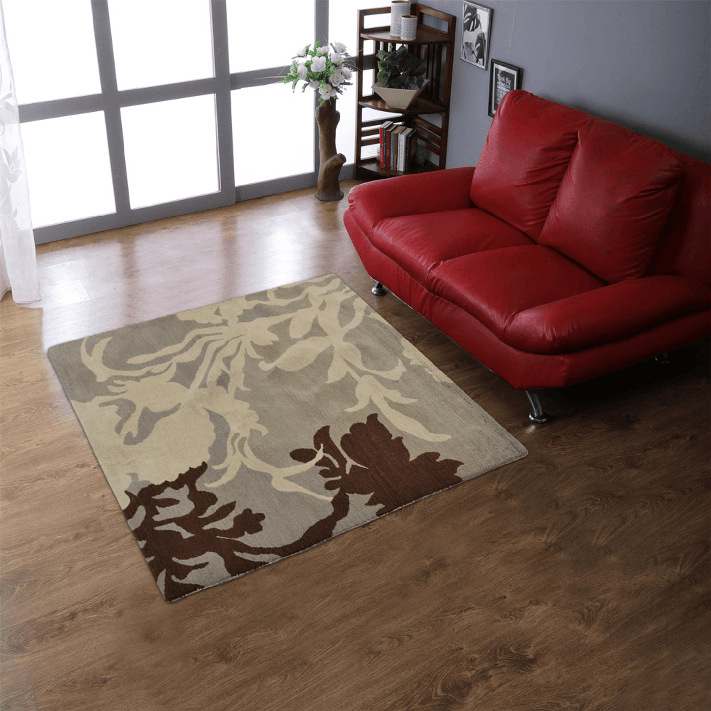 Rugsotic Carpets Hand Tufted Wool Square Area Rug Floral