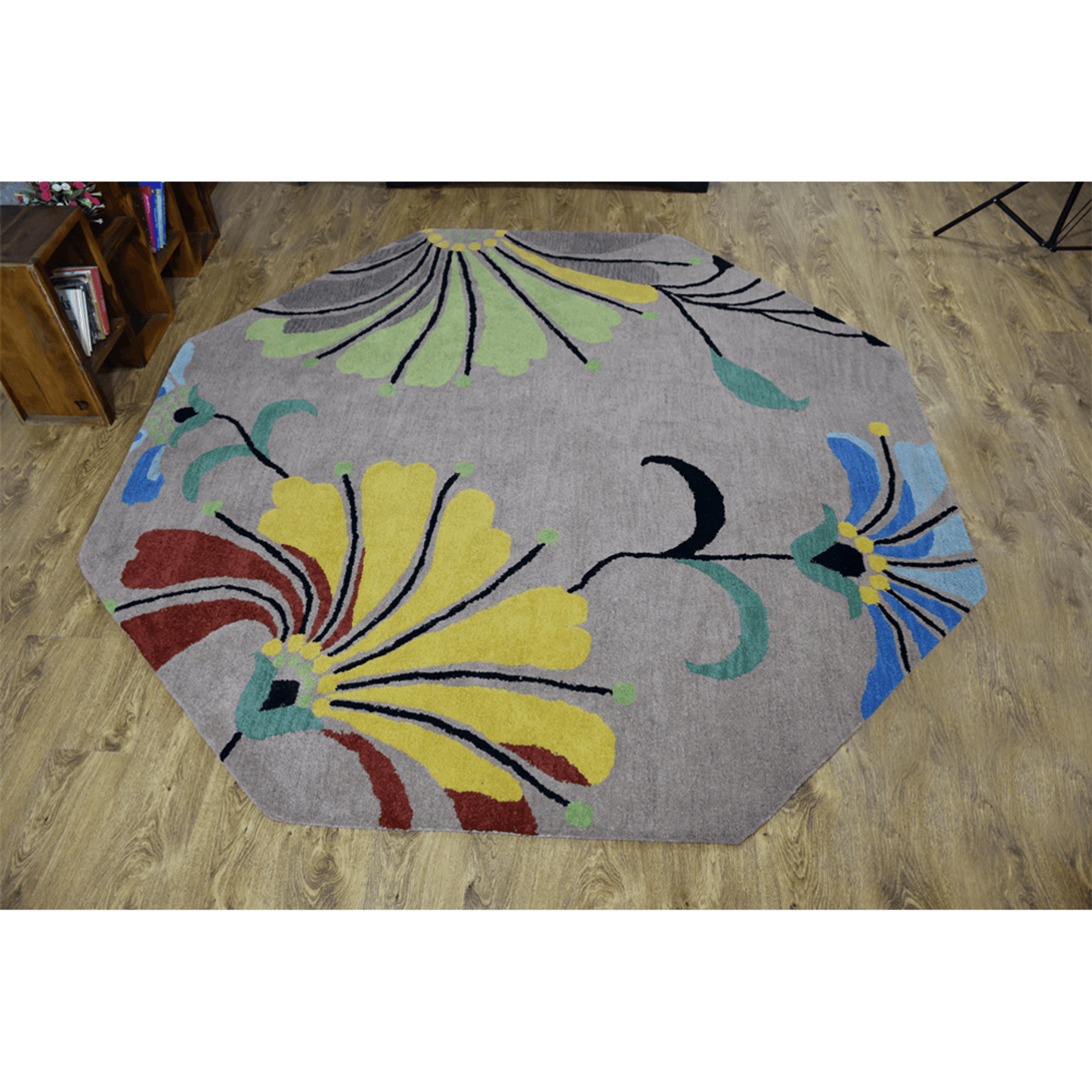Rugsotic Carpets Hand Tufted Wool Octagon Area Rug Floral