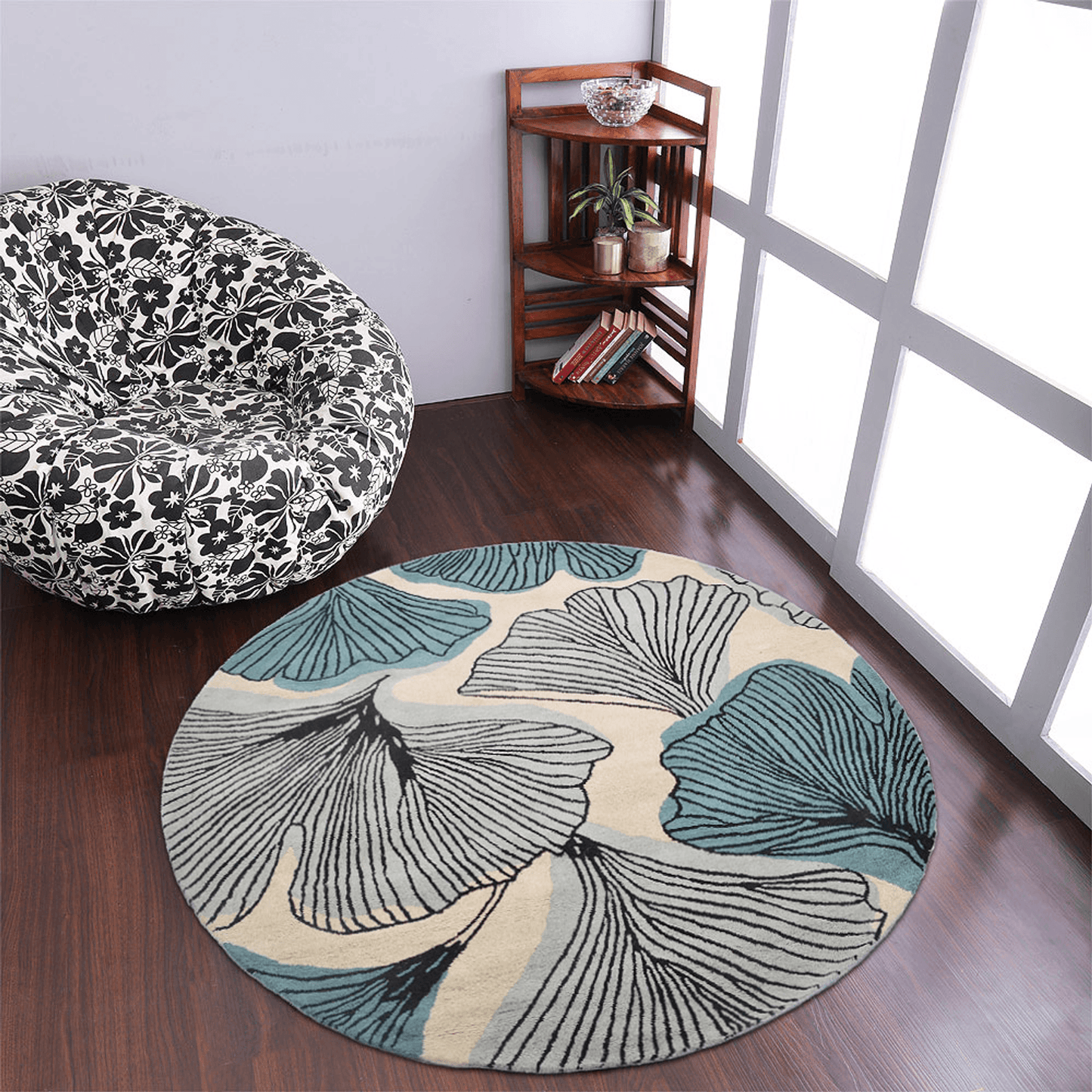 Rugsotic Carpets Hand Tufted Wool Round Area Rug Floral