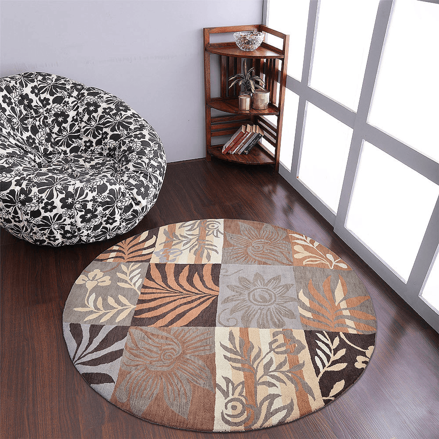 Rugsotic Carpets Hand Tufted Wool Round Area Rug Floral