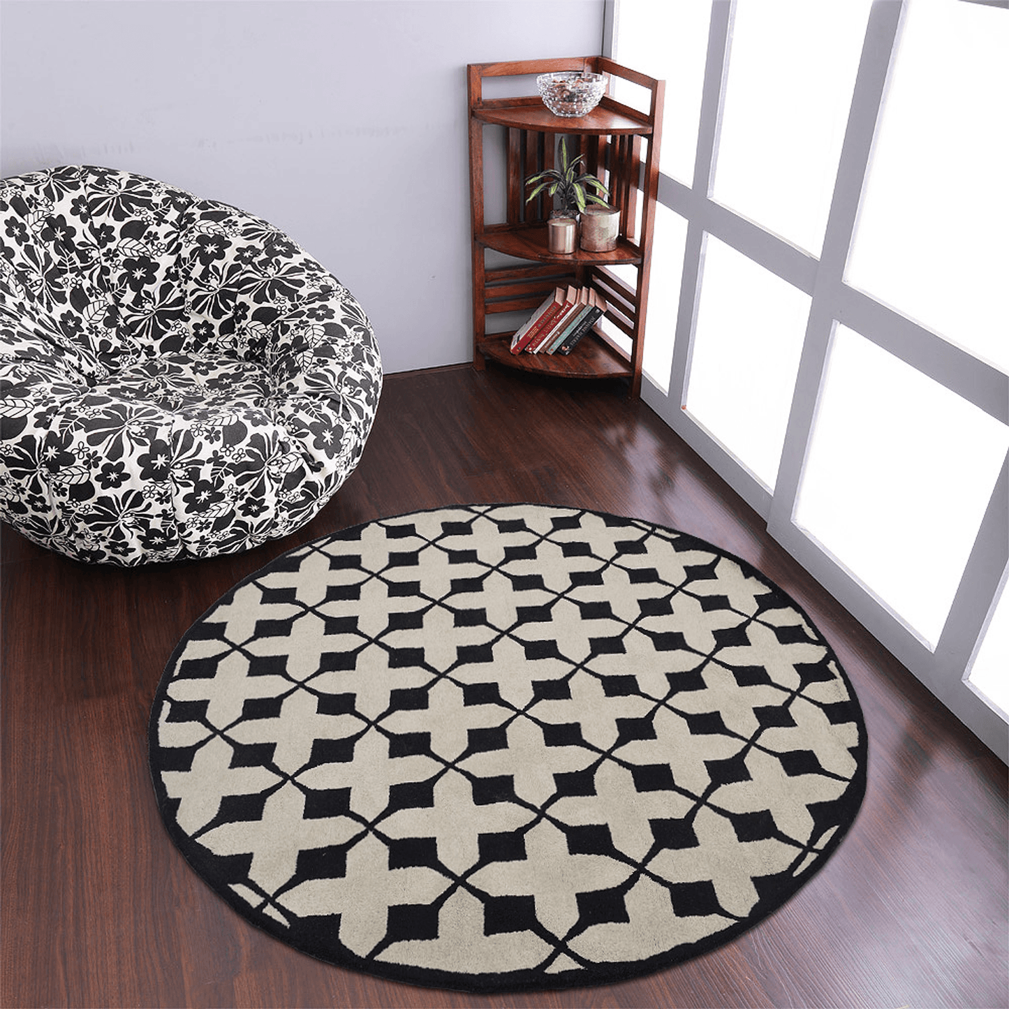 Rugsotic Carpets Hand Tufted Wool Round Area Rug Geometric