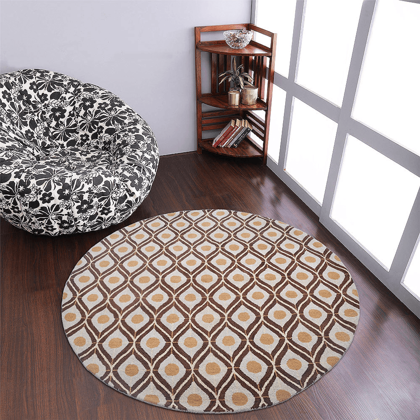 Rugsotic Carpets Hand Tufted Wool Round Area Rug Geometric