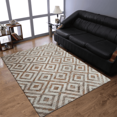 Rugsotic Hand Woven Kilim Jute Eco-Friendly Area Rug In White Beige Geometric Design