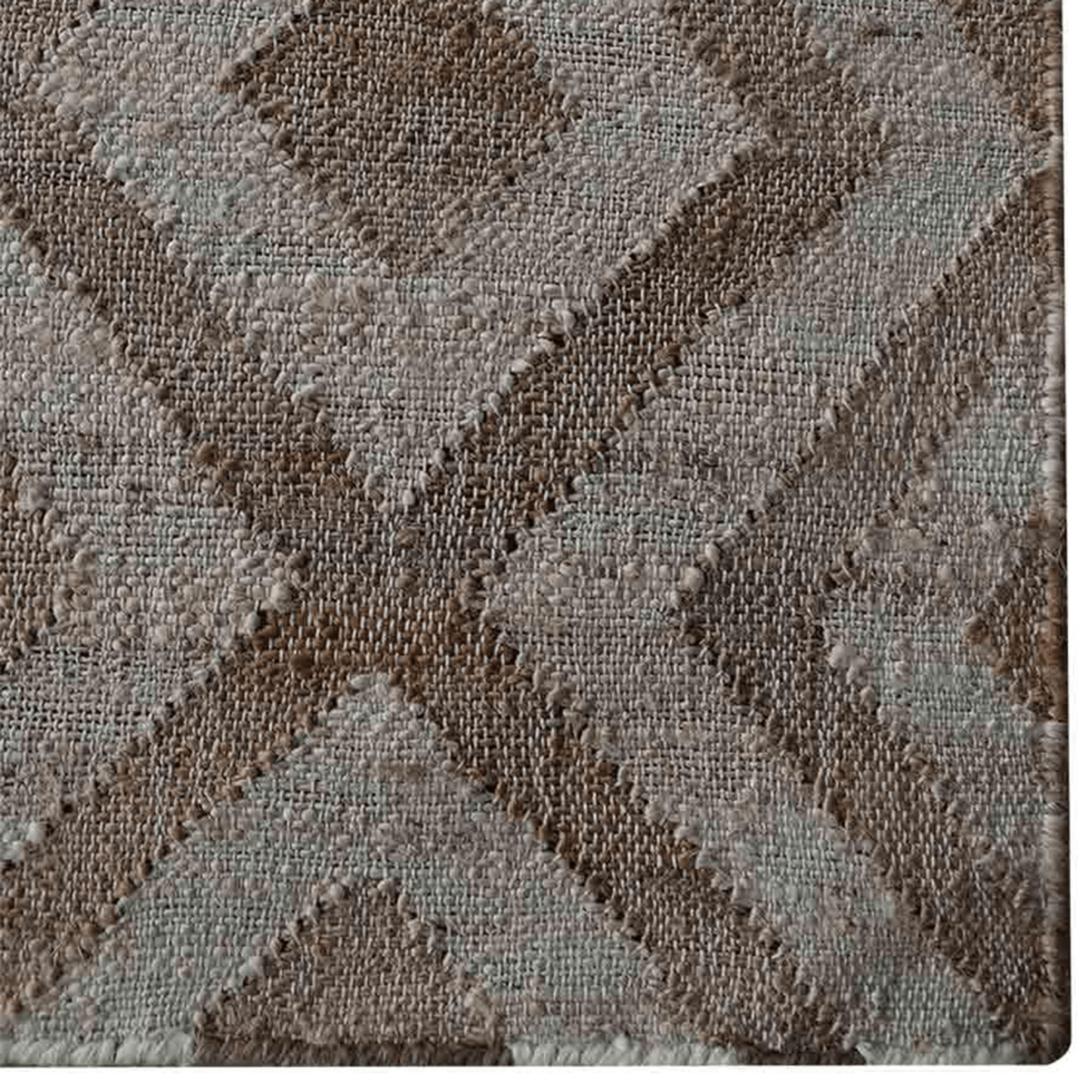Rugsotic Hand Woven Kilim Jute Eco-Friendly Area Rug In White Beige Geometric Design