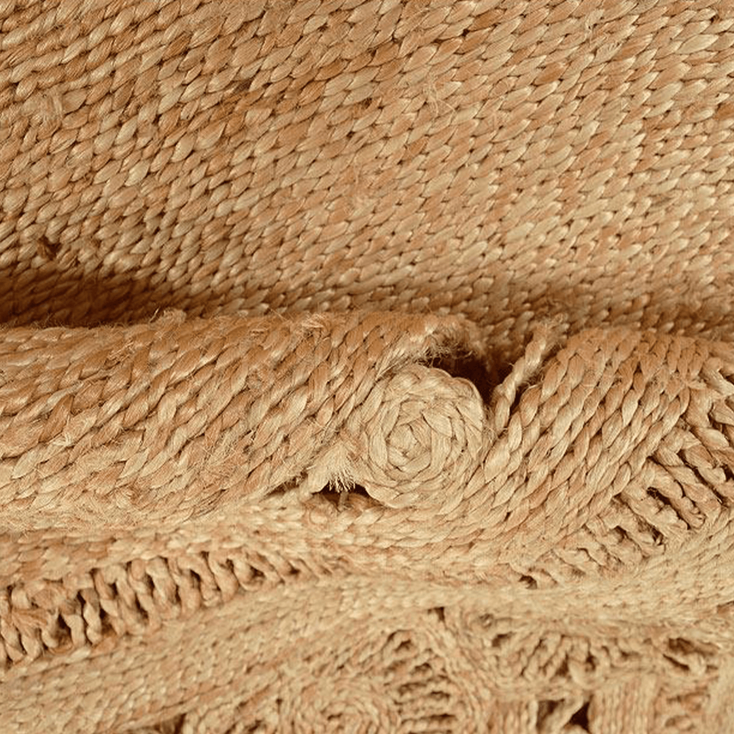 Rugsotic Hand Woven Kilim Jute Oval Area Rug, 5'X6'7", Eco-Friendly Beige