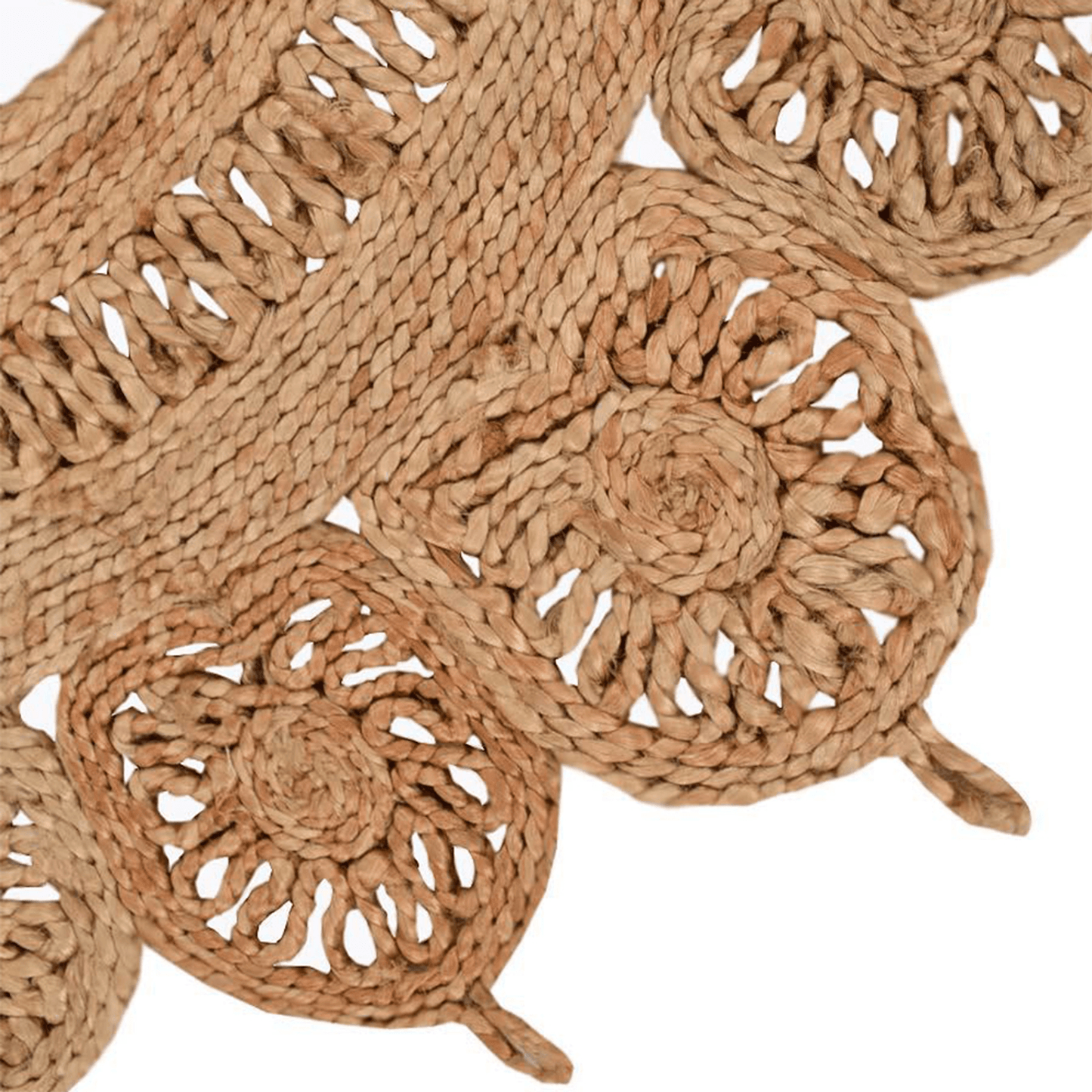 Rugsotic Hand Woven Kilim Jute Oval Area Rug, 5'X6'7", Eco-Friendly Beige