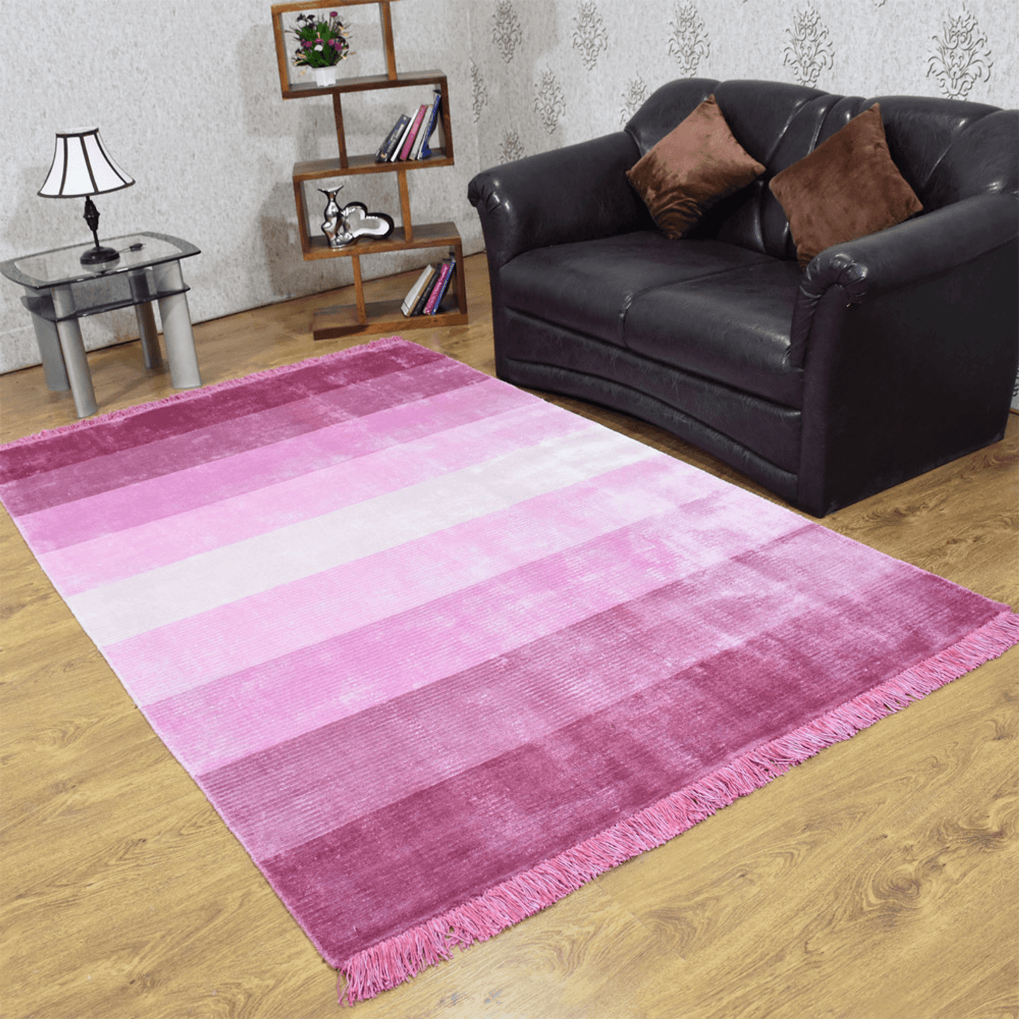 Rugsotic Carpets Hand Woven Viscose & Silk 5'x8' Area Rug Contemporary