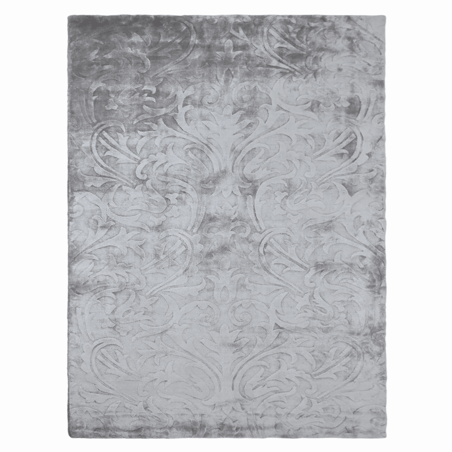 Rugsotic Carpets Hand Woven Viscose & Silk 5'x8' Area Rug Floral Silver