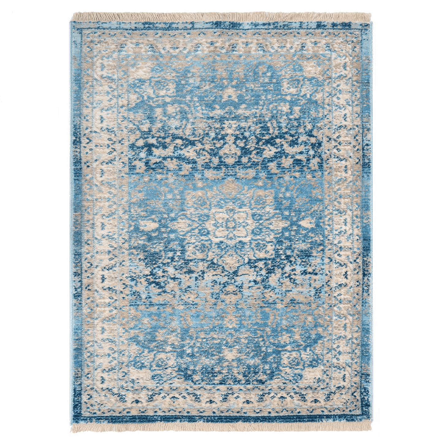 Rugsotic Carpets Machine Woven Crossweave Polyester Blue Area Rug Oriental