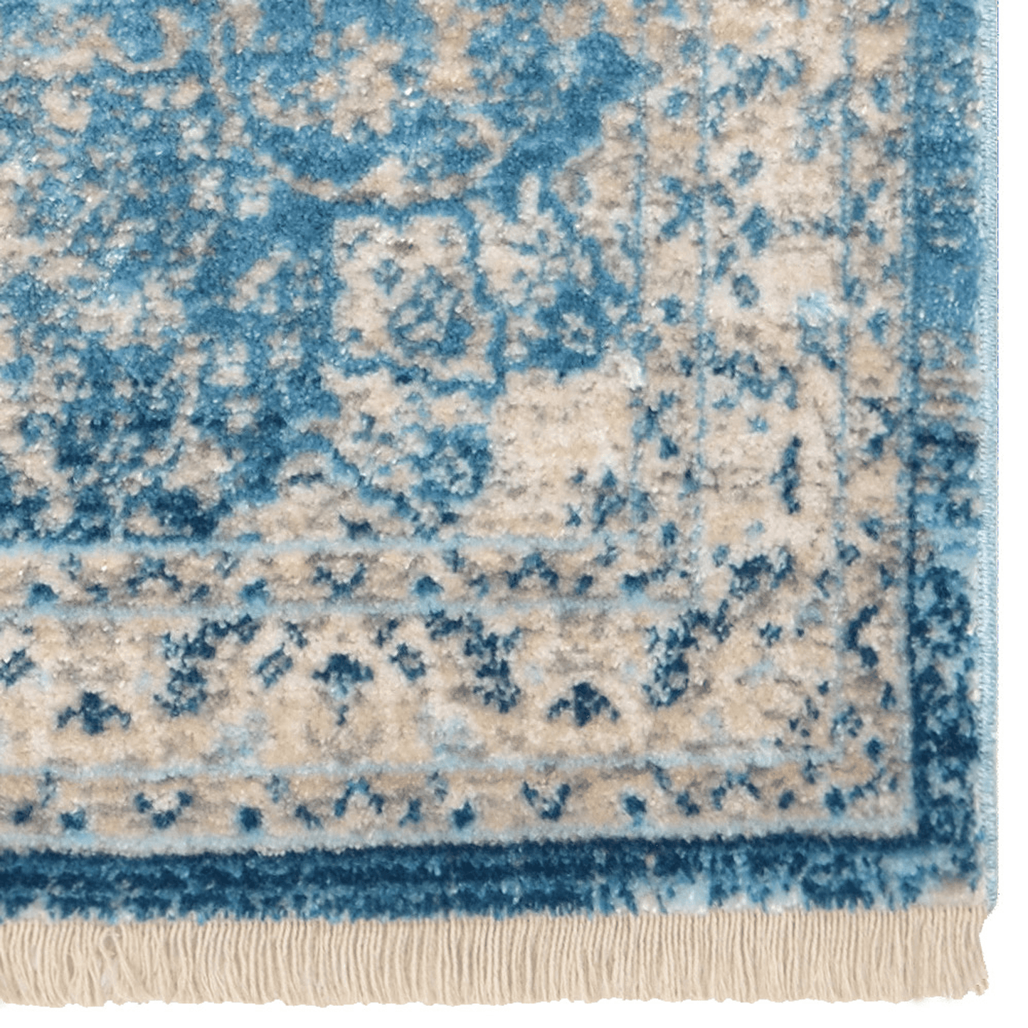 Rugsotic Carpets Machine Woven Crossweave Polyester Blue Area Rug Oriental
