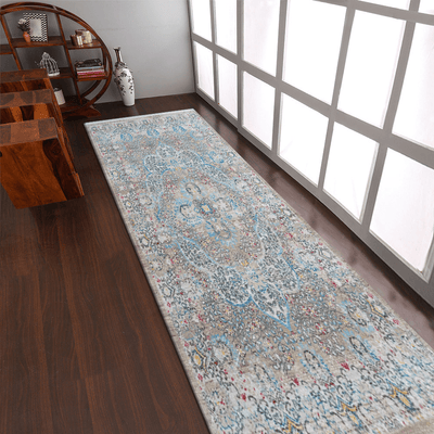 Rugsotic Machine Woven Crossweave Polyester Oriental Runner Rug 2'6''X9'10''