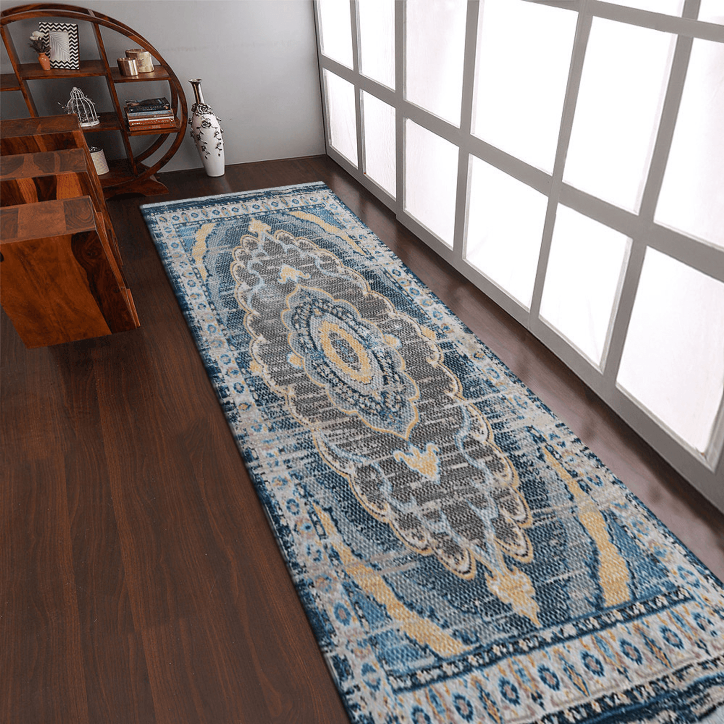 Rugsotic Machine Woven Crossweave Polyester Oriental Runner Rug 2'6''X9'10''