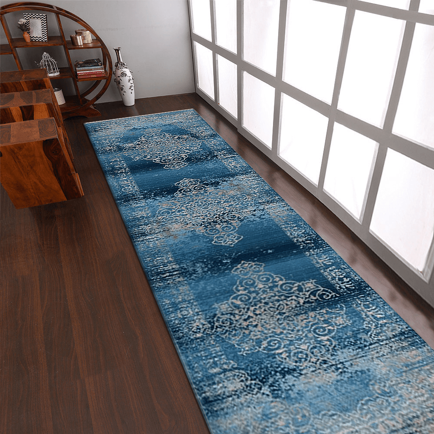 Rugsotic Machine Woven Crossweave Polyester Oriental Runner Rug 2'6''X9'10''