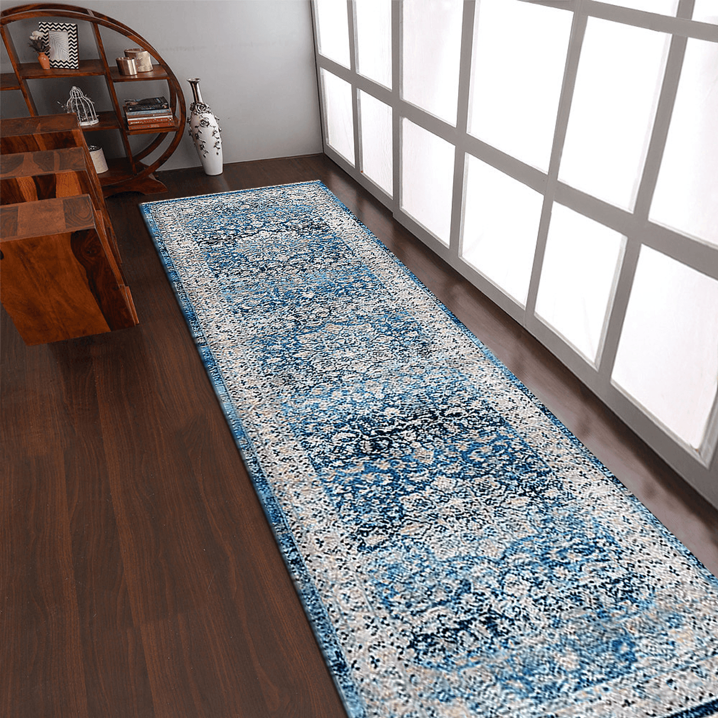 Rugsotic Machine Woven Crossweave Polyester Oriental Runner Rug 2'6''X9'10''