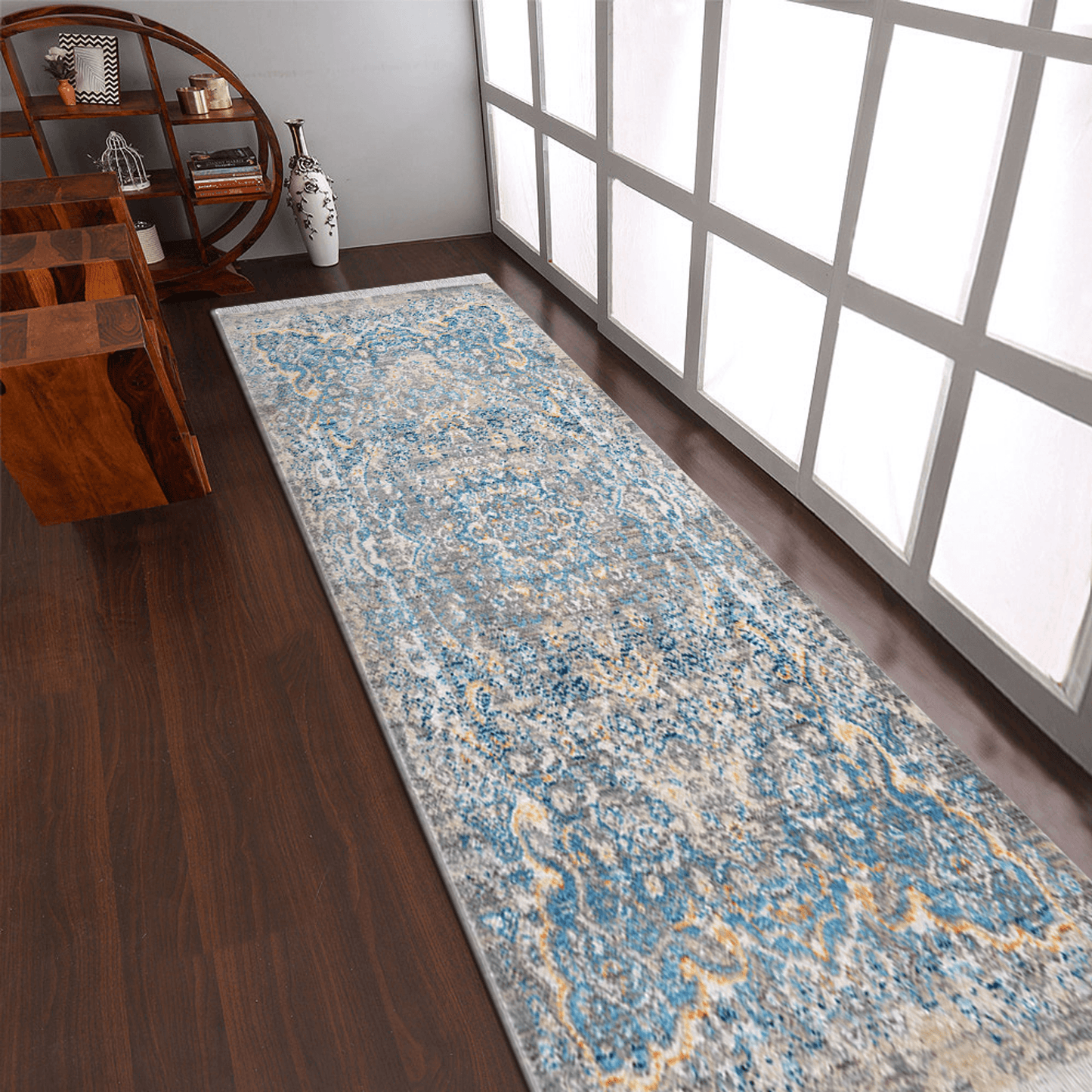 Rugsotic Machine Woven Crossweave Polyester Oriental Runner Rug 2'6''X9'10''